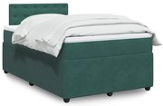Cama boxspring com colchão 120x190 cm veludo verde-escuro
