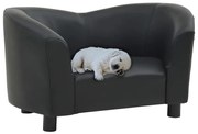 vidaXL Sofá para cães 67x41x39 cm couro artificial preto