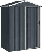 Outsunny Abrigo de Jardim Metálico 136x87x179 cm Abrigo para Ferramentas com Porta de Correr Teto Inclinado e Luvas Cinzento Escuro | Aosom Portugal