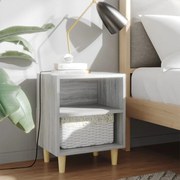 vidaXL Mesa cabeceira c/ pernas madeira maciça 40x30x50cm sonoma cinza