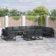vidaXL Conjunto de Sofá de Jardim 12 pcs Preto 353 x 283 x 71 cm