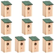 Casas para pássaros 10 pcs 12x12x22 cm madeira de abeto maciça