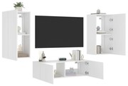 vidaXL 3 pcs móveis de parede para TV com luzes LED branco