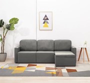 vidaXL Sofá-cama modular de 3 lugares tecido cinzento-acastanhado