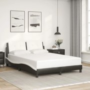 vidaXL Estrutura cama c/ cabeceira 140x200 couro artif. preto/branco