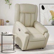 Poltrona reclinável elevatória couro artificial cor creme