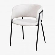 Cadeira De Jantar Estofada Nalon Negro & Tecido Branco Quebrado & Tecido - Sklum