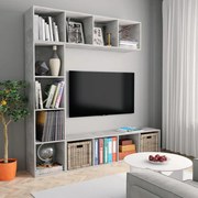 vidaXL 3 pcs conjunto armário TV/estante 180x30x180cm cinzento cimento