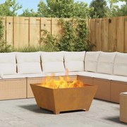 vidaXL Fogueira Quadrada 80x80x40 cm Aço Envelhecido