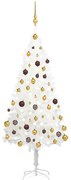 vidaXL Árvore Natal artificial pré-iluminada c/ bolas 150 cm branco