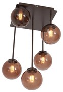 Plafon de design bronze com vidro bronze 5-luzes - Athens Design