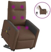 vidaXL Poltrona elétrica elevatória massagens tecido castanho