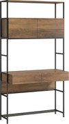 HOMCOM Secretária para computador com prateleiras e 2 gavetas para Home Office, 185 cm de altura, efeito madeira castanha | Aosom Portugal
