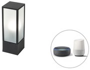 LED Candeeiro de parede exterior inteligente preto com vidro canelado 40 cm incl. Wifi A60 - Charlois Moderno