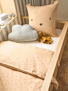 Conjunto capa de edredon + fronha de almofada, com algodão reciclado, OURIÇO bege estampado