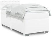 vidaXL Cama com molas/colchão 100x200 cm couro artificial branco