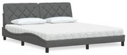 vidaXL Cama com colchão 180x200 cm tecido cinzento-escuro