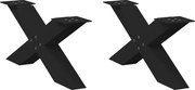 vidaXL Pés para mesa de centro em formato de X, 2 peças, preto, 70x(30-31) cm, aço