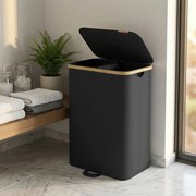 Cesto da roupa suja com tampa, 150L, 52 x 38,5 x 75 cm Preto