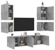 vidaXL 6 pcs móveis de parede p/ TV derivados de madeira cinza cimento