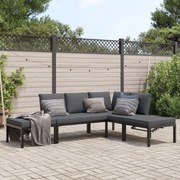 vidaXL 4 pcs conjunto de sofás p/ jardim c/ almofadões alumínio preto