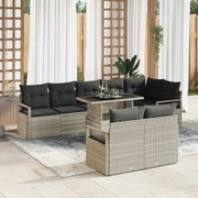 vidaXL Conjunto de sofá de jardim com 9 peças e almofadas cinza claro