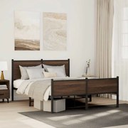 Estrutura de cama sem colchão 140x200cm metal carvalho castanho