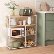 Armário de cozinha com 2 cestos metálicos e ganchos 35 x 80 x 95 cm castanho-branco