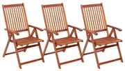 vidaXL Cadeiras de jardim dobráveis 3 pcs madeira de acácia maciça