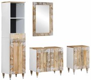 vidaXL 4 pcs conj. móveis p/ casa de banho madeira de mangueira maciça