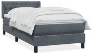 Cama com molas/colchão 90x220 cm veludo cinzento-escuro