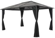 vidaXL Gazebo com cortinas alumínio 4x3x2,6 m preto