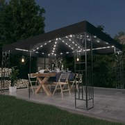 vidaXL Gazebo com toldo duplo e cordões de luzes LED 3x4 m antracite