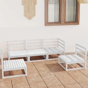 5 pcs conjunto lounge de jardim pinho sólido branco