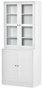 HOMCOM Vitrine para Sala de Estar Estante Livros 4 Portas Prateleiras Ajustáveis Design Moderno 76x40x178,5 cm Branco | Aosom Portugal