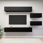 vidaXL 6 pcs conjunto de móveis de TV derivados de madeira preto