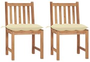 vidaXL Cadeiras de jardim c/ almofadões 2 pcs madeira de teca maciça