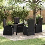 vidaXL Cadeiras de Jardim Reclináveis 5 pcs Preto 160 x 80 x 73 cm