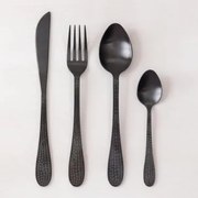 Conjunto De Talheres Em Aço Inoxidável De 16 Peças Aina Preto Mate - Sklum