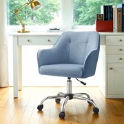 Cadeira de escritório giratória design simples com toque de elegância moderna tecido misto de algodão/linho Azul