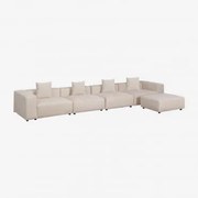 Sofá Modular De 4 Peças Com Braço Alto E Puff ↔︎480 Cm Bruna Bombazina Crema Linho - Sklum