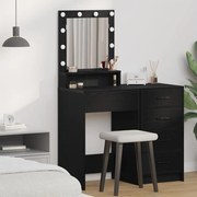 Mesa de Maquiagem vidaXL com Luzes LED em Carvalho Preto 50x41x135 cm