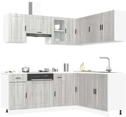 vidaXL 11 peças armário de cozinha conjunto Porto cinzento sonoma