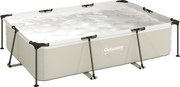 Outsunny Piscina Desmontável Tubular 316x238x66,5 3701 L Piscina Retangular com Estrutura Metálica para 2-4 Pessoas Cinza | Aosom Portugal