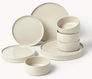 Conjunto de loiça artesanal Lowri, 4 pessoas, conjunto de 12