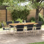 vidaXL Conjunto de Jantar de Jardim 9 Peças em Madeira de Acácia e Aço Inoxidável
