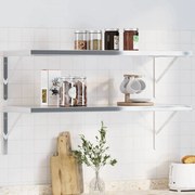 vidaXL Suportes prateleira 4pcs 40x2,5x25 cm aço inoxidável prateado