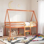 vidaXL Telhado cama infantil 209x95,5x88 cm pinho maciço castanho mel