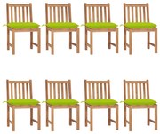 vidaXL Cadeiras de jardim 8 pcs c/ almofadões madeira de teca maciça