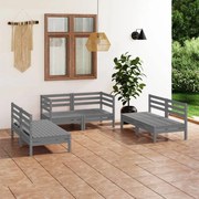 vidaXL 6 pcs conjunto lounge de jardim pinho maciço cinzento